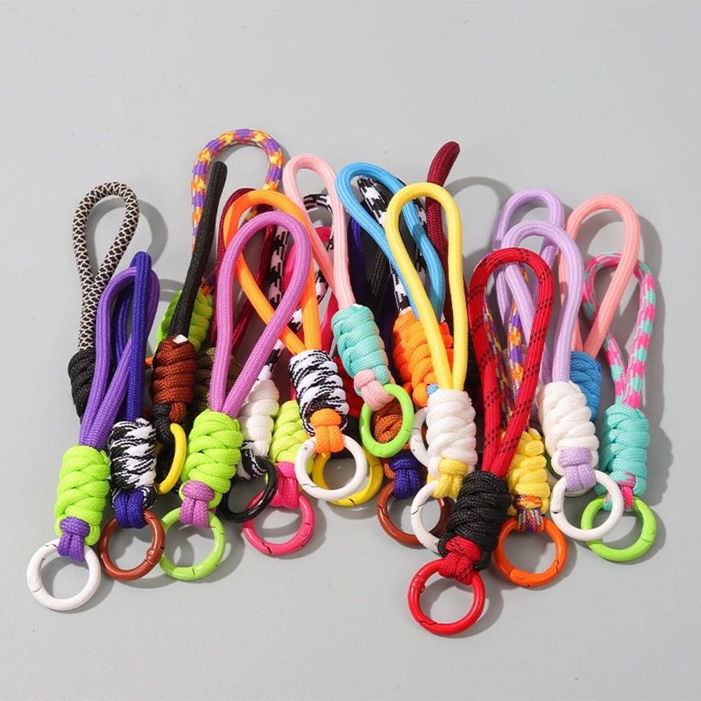 Colorful Braided Rope Strap Lanyard Keychain For Phone Case And Bags 3