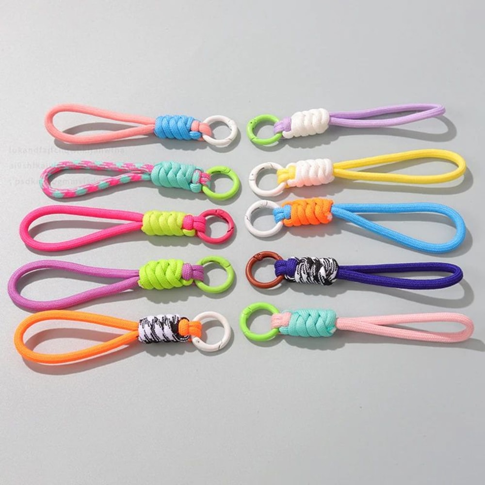 Colorful Braided Rope Strap Lanyard Keychain For Phone Case And Bags 4