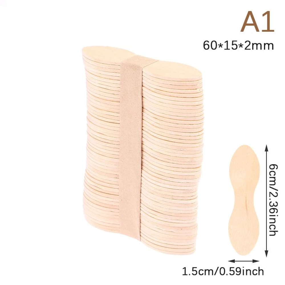 50 Pcs Disposable Wooden Waxing Sticks Body Hair Removal Spatula 13