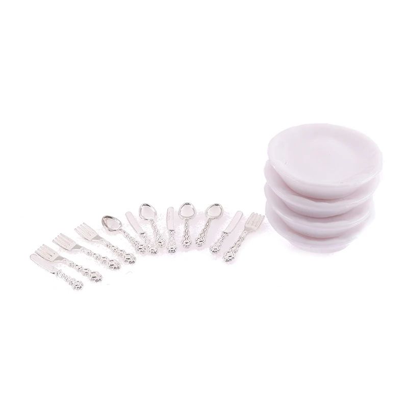 1 12 Dollhouse Miniature Plate Knife Fork Spoon Set Tableware Decor 7