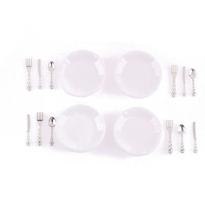 1 12 Dollhouse Miniature Plate Knife Fork Spoon Set Tableware Decor 8