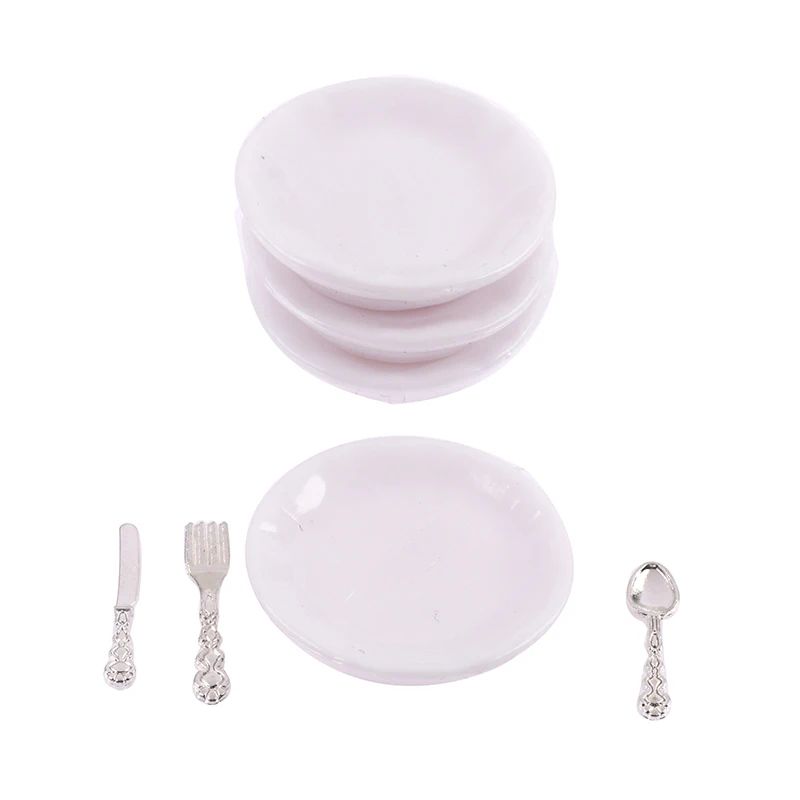 1 12 Dollhouse Miniature Plate Knife Fork Spoon Set Tableware Decor 9