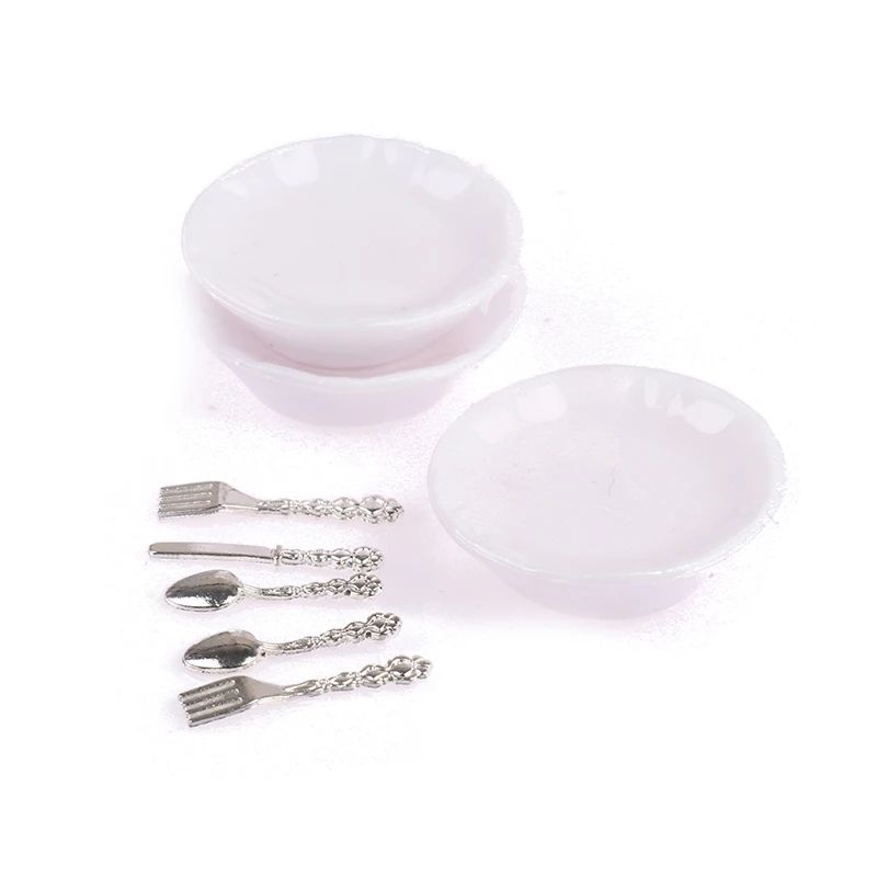 1 12 Dollhouse Miniature Plate Knife Fork Spoon Set Tableware Decor 10