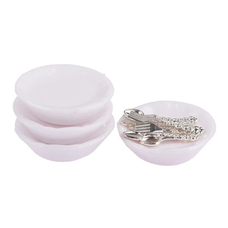 1 12 Dollhouse Miniature Plate Knife Fork Spoon Set Tableware Decor 11