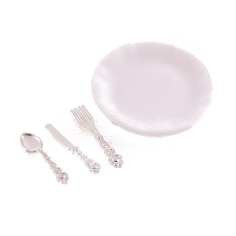 1 12 Dollhouse Miniature Plate Knife Fork Spoon Set Tableware Decor 13