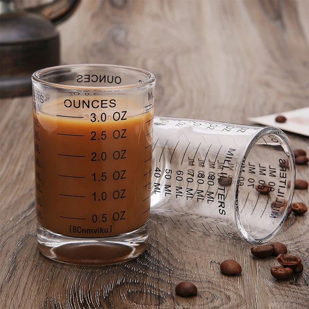 Heat Resistant Glass Measuring Cup With Handle For Espresso And Milk 8