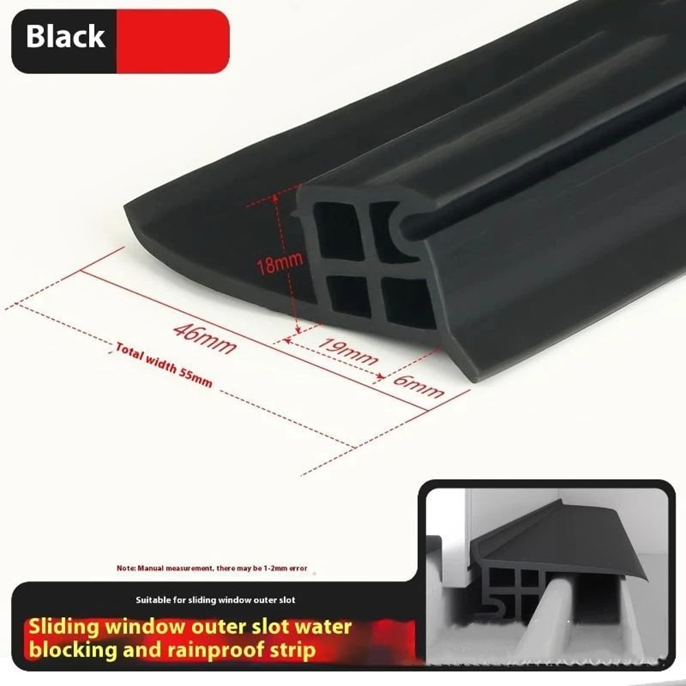 50cm Window Water Blocking Bar Weatherstrip Rain And Windproof Seal 15