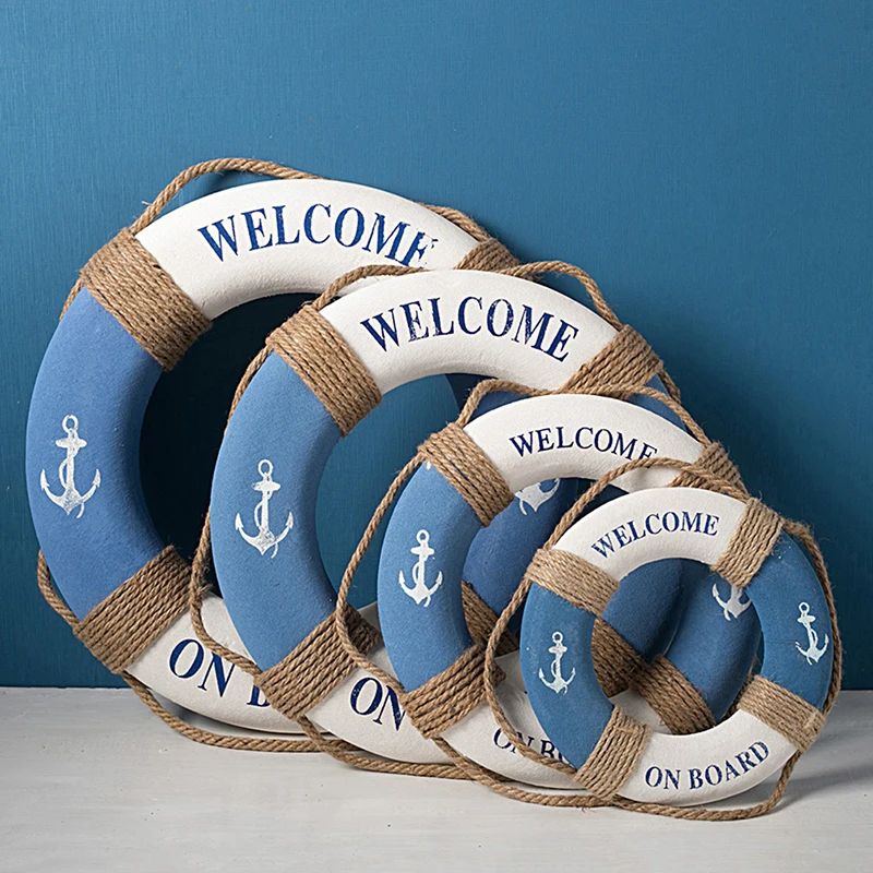 Mediterranean Navy Life Buoy Wall Hanging Nautical Home Decoration 1