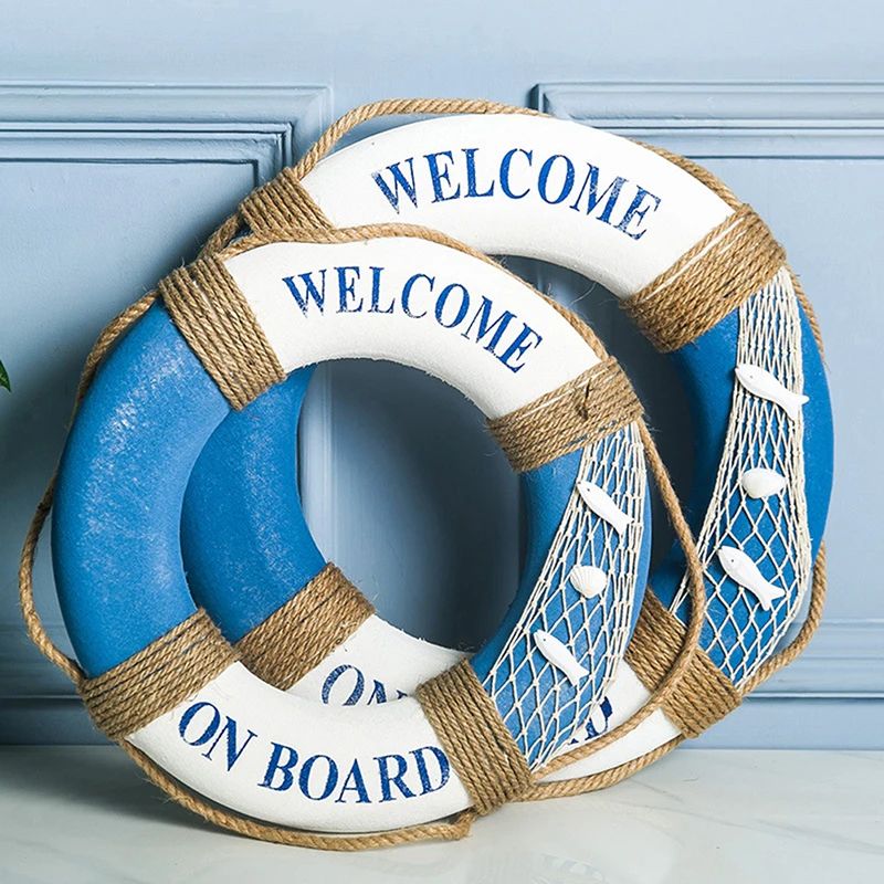 Mediterranean Navy Life Buoy Wall Hanging Nautical Home Decoration 2