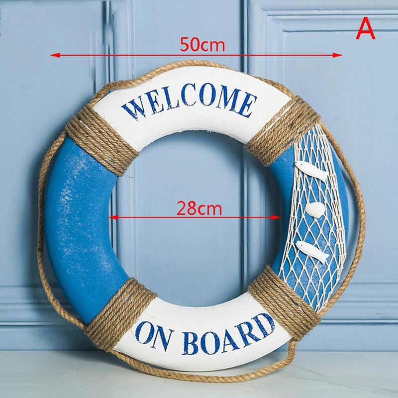 Mediterranean Navy Life Buoy Wall Hanging Nautical Home Decoration 4