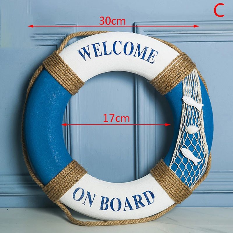 Mediterranean Navy Life Buoy Wall Hanging Nautical Home Decoration 6