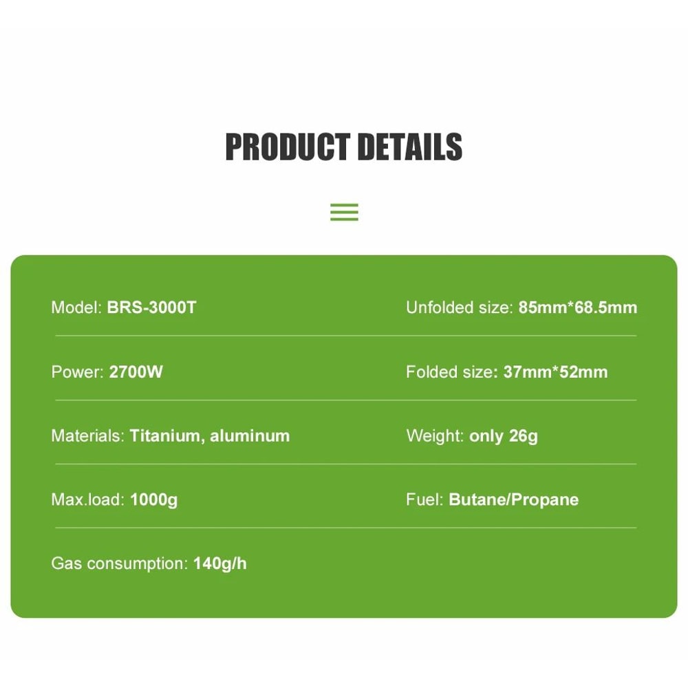 Ultralight Titanium Camping Gas Stove BRS 3000T Portable Outdoor Burner 12