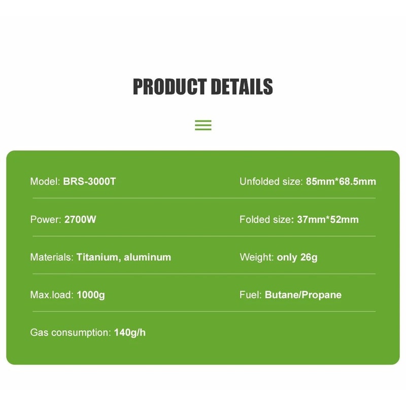 Ultralight Titanium Camping Gas Stove BRS 3000T Portable Outdoor Burner 12