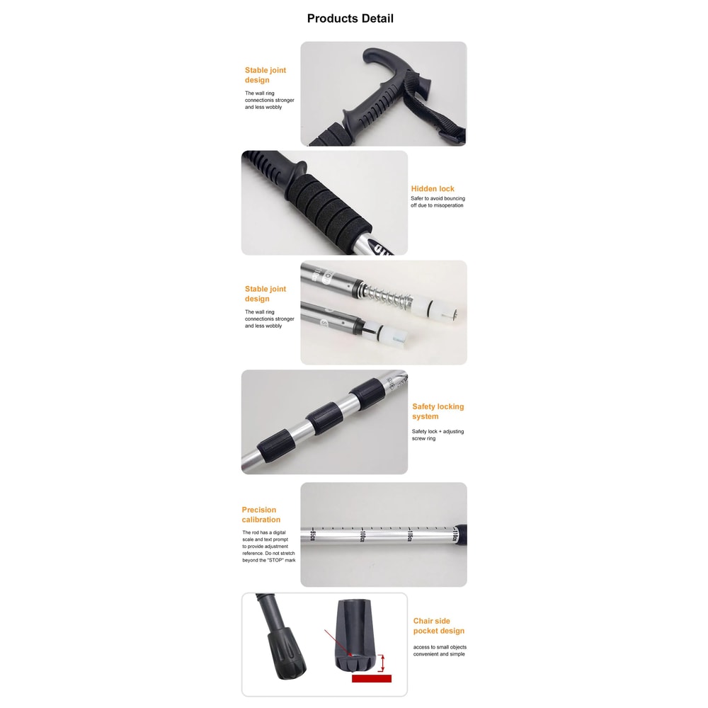 4Section Portable Folding Trekking Pole Lightweight Hiking Walking Stick 7