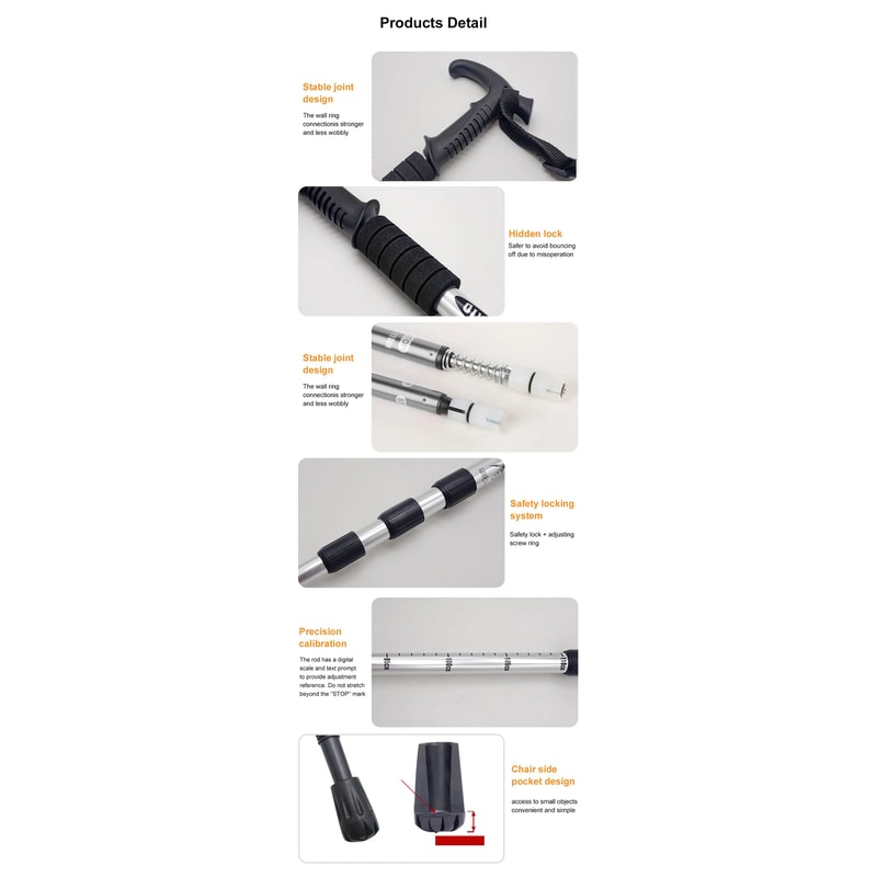 4Section Portable Folding Trekking Pole Lightweight Hiking Walking Stick 7