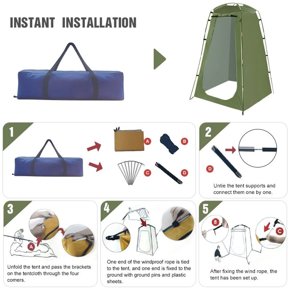 Westtune Portable Waterproof Privacy Shower Tent Outdoor Changing Shelter 8