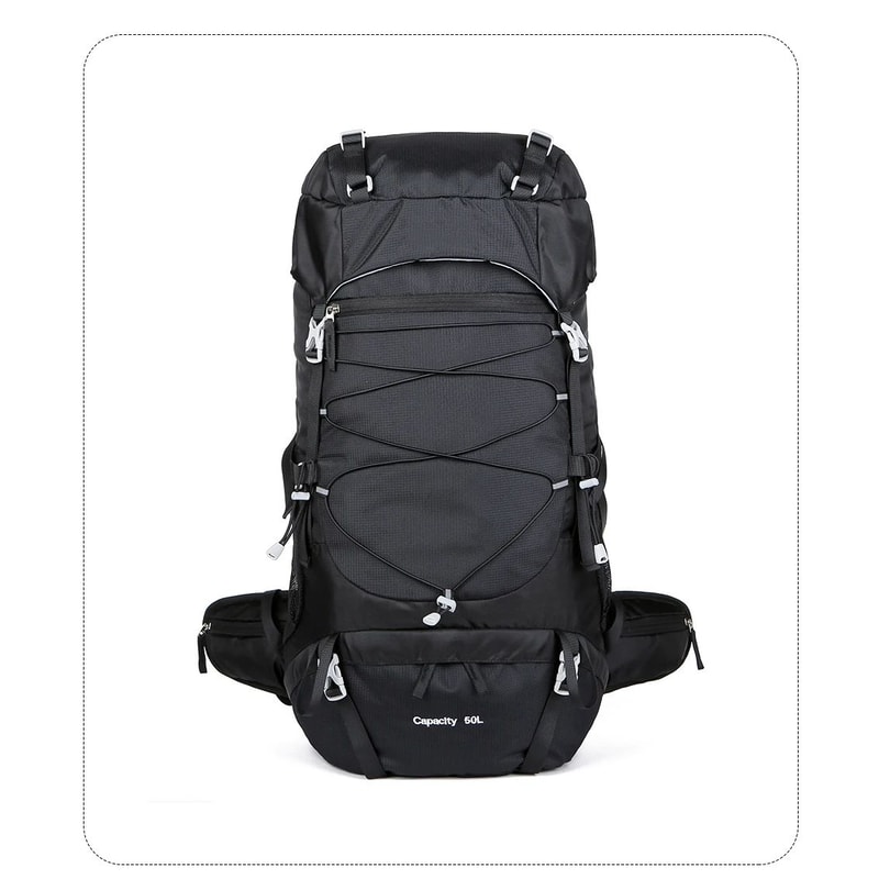 WESTTUNE 50L Hiking Backpack With Rain Cover Multifunctional Outdoor Rucksack 7