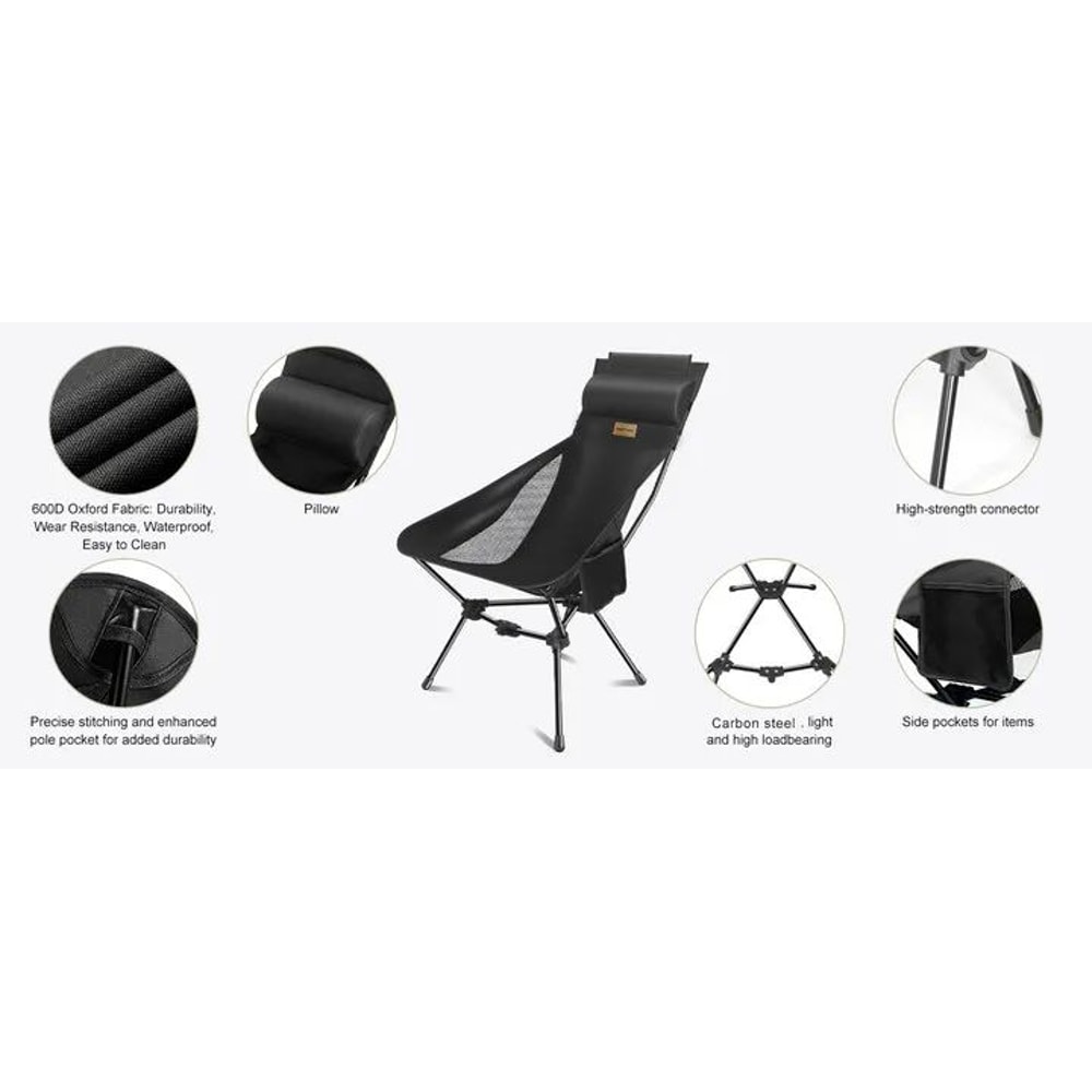 Westtune Camping Moon Chair Ultralight Folding Chair With Headrest For Outdoor Relaxation 8