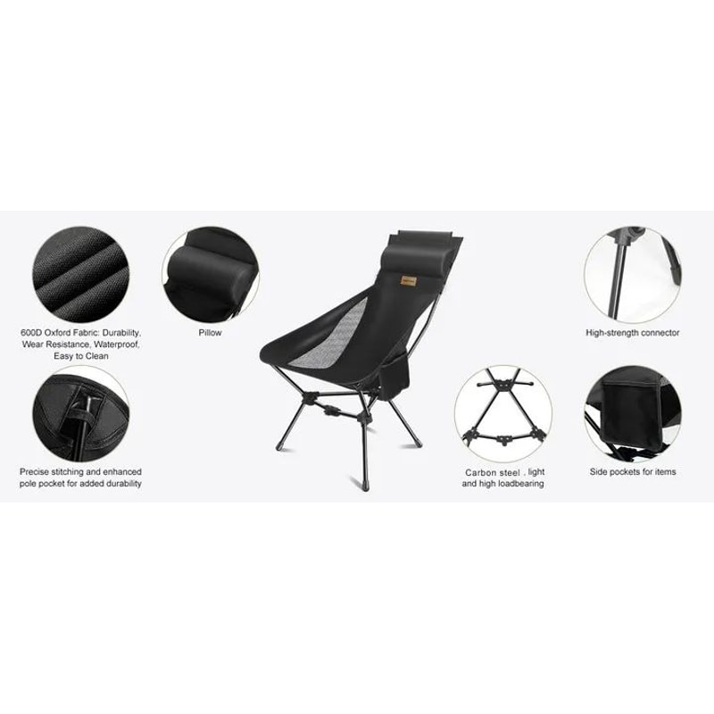 Westtune Camping Moon Chair Ultralight Folding Chair With Headrest For Outdoor Relaxation 8