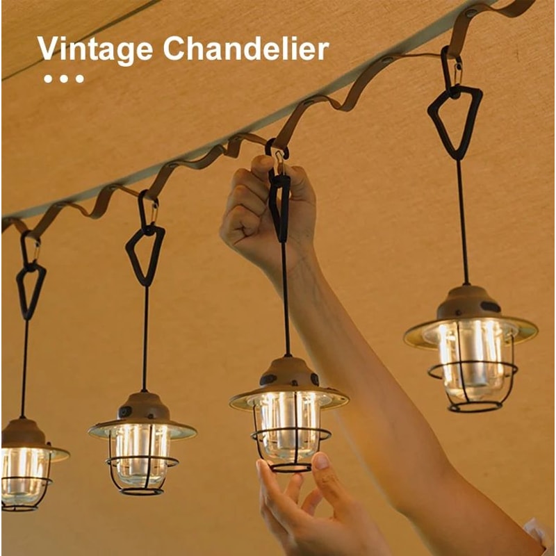 Portable Retro Camping Lantern Waterproof Dimmable Hanging Tent Light 6