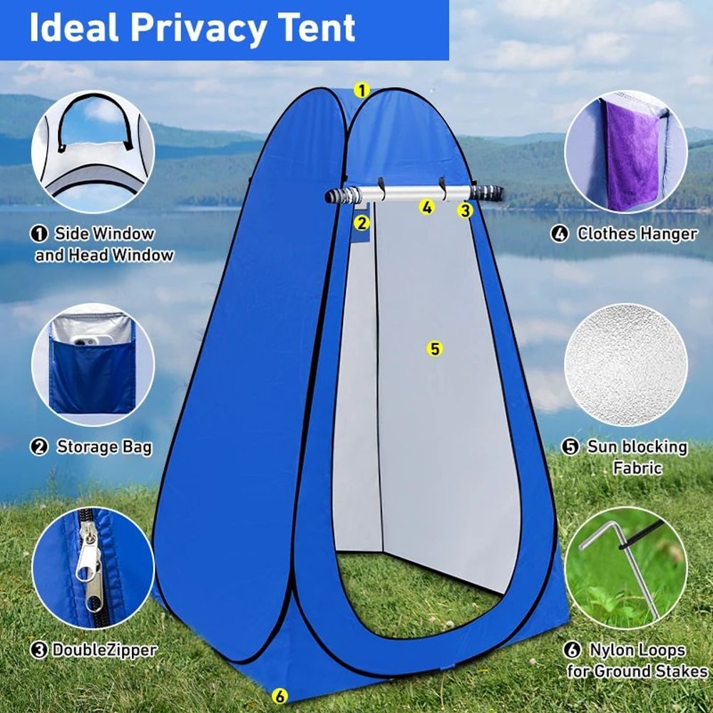 Westtune Portable Pop Up Camping Shower Tent Privacy Changing Room Shelter 4