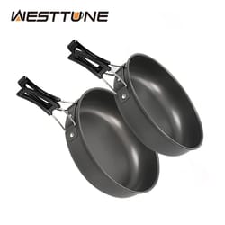 westtune camping frying pan portable aluminum outdoor cookware with foldable handle