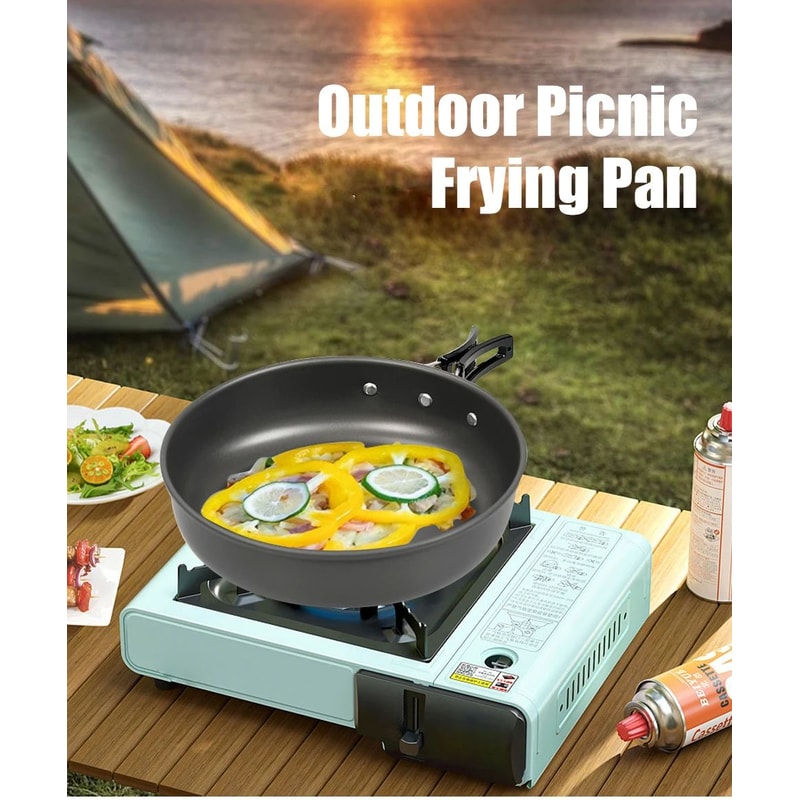 Westtune Camping Frying Pan Portable Aluminum Outdoor Cookware With Foldable Handle 6