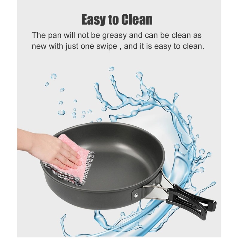 Westtune Camping Frying Pan Portable Aluminum Outdoor Cookware With Foldable Handle 7