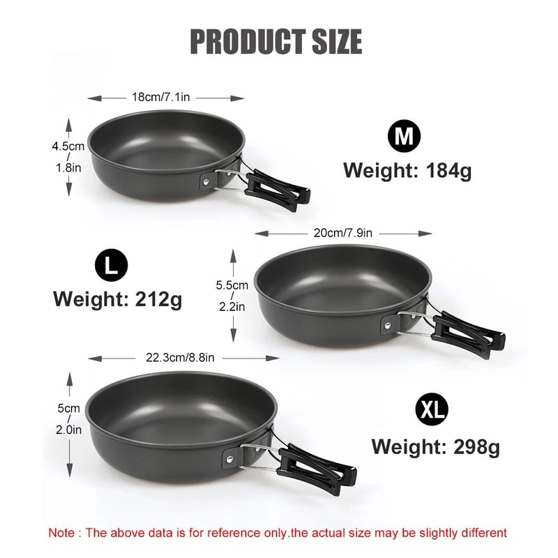 Westtune Camping Frying Pan Portable Aluminum Outdoor Cookware With Foldable Handle 8
