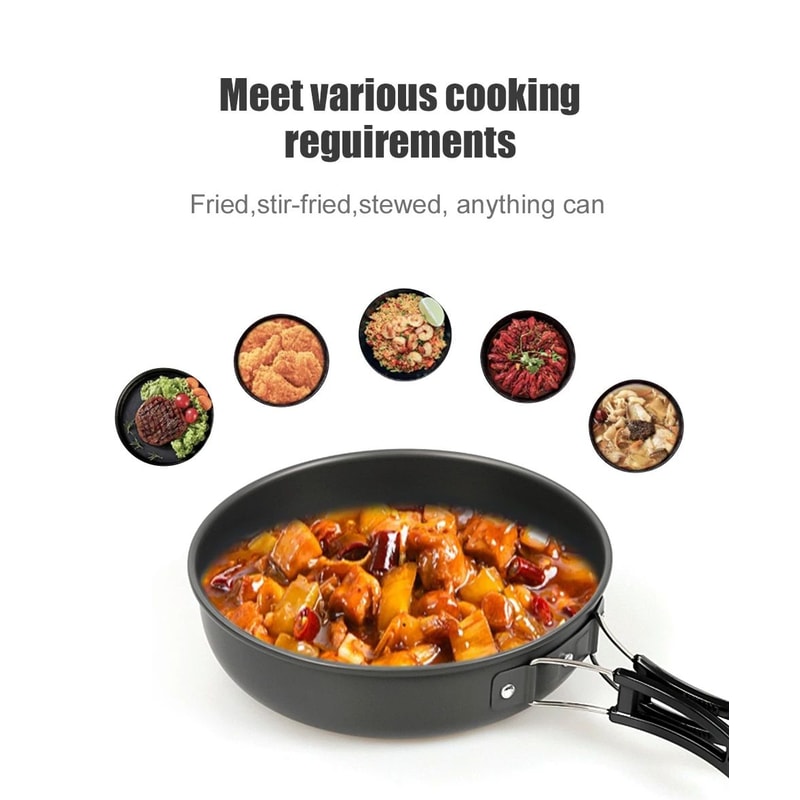 Westtune Camping Frying Pan Portable Aluminum Outdoor Cookware With Foldable Handle 9