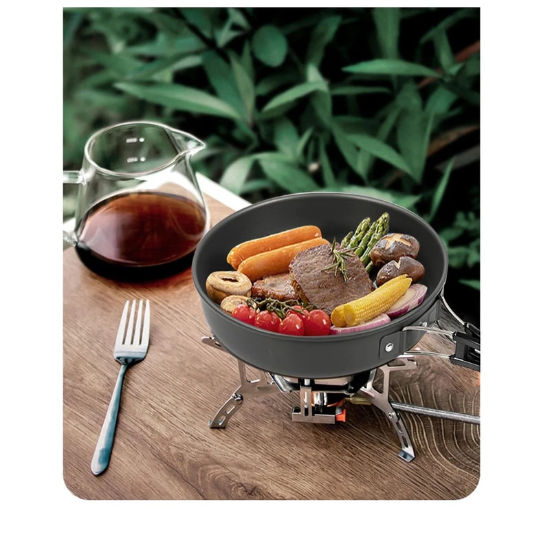 Westtune Camping Frying Pan Portable Aluminum Outdoor Cookware With Foldable Handle 10