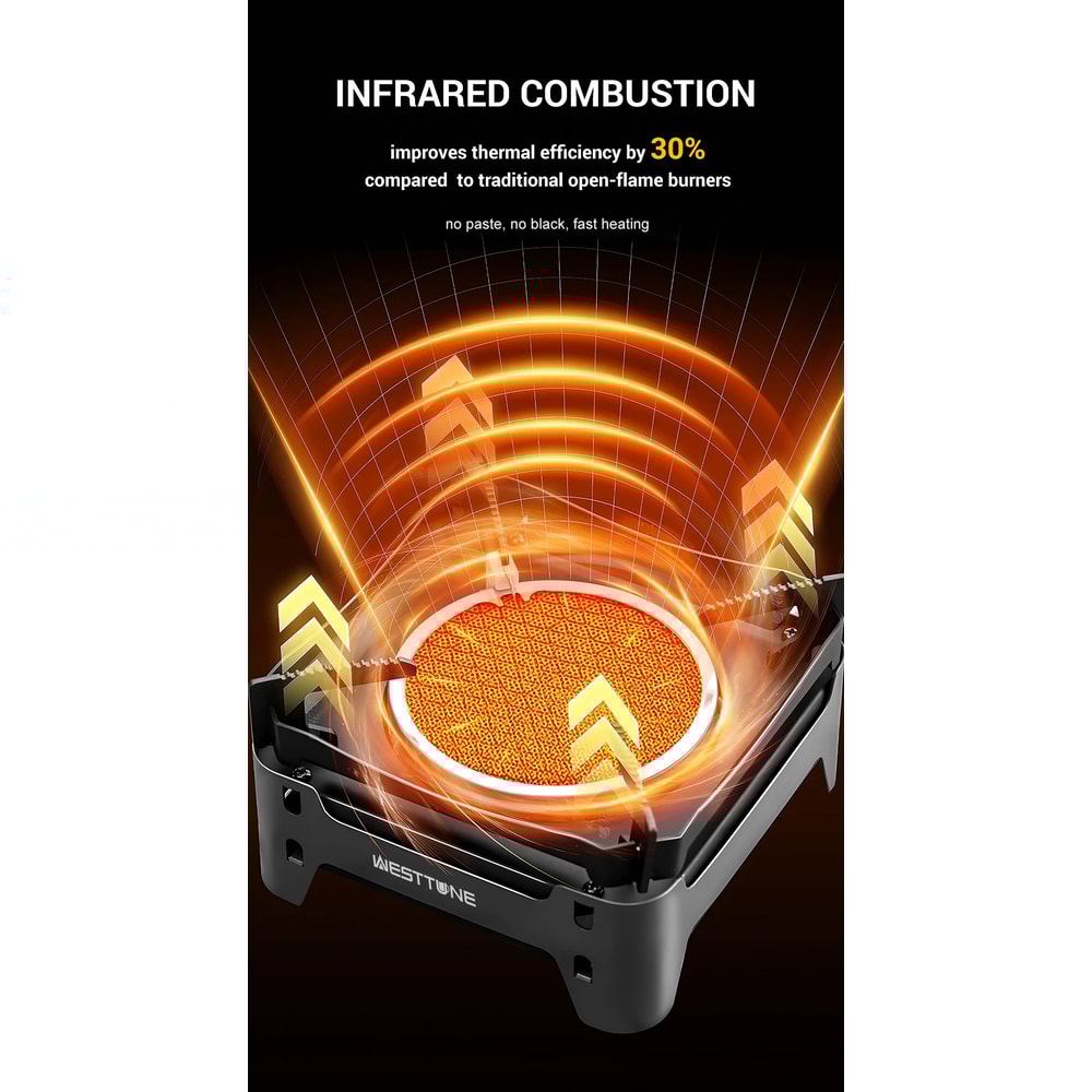 Westtune Camping Cooking Burner Portable 3600W Infrared Gas Stove With Electronic Ignition 7