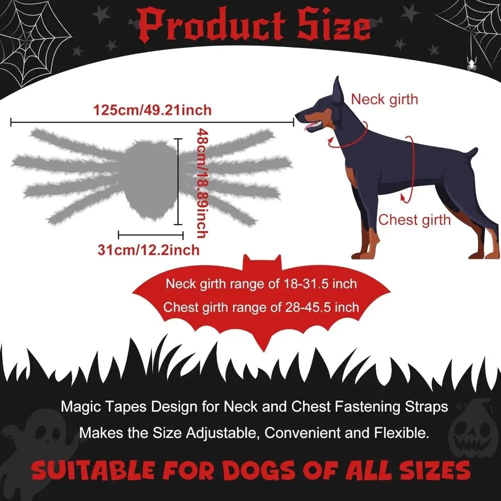 Large Dog Halloween Spider Costume With LED Purple Lights Funny Pet Outfit 5
