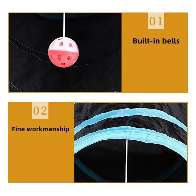 Foldable Cat Tunnel Toy Durable Breathable Play Tube For Indoor Cats 4