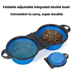 foldable dual bowl portable pet feeding and water bowl for travel