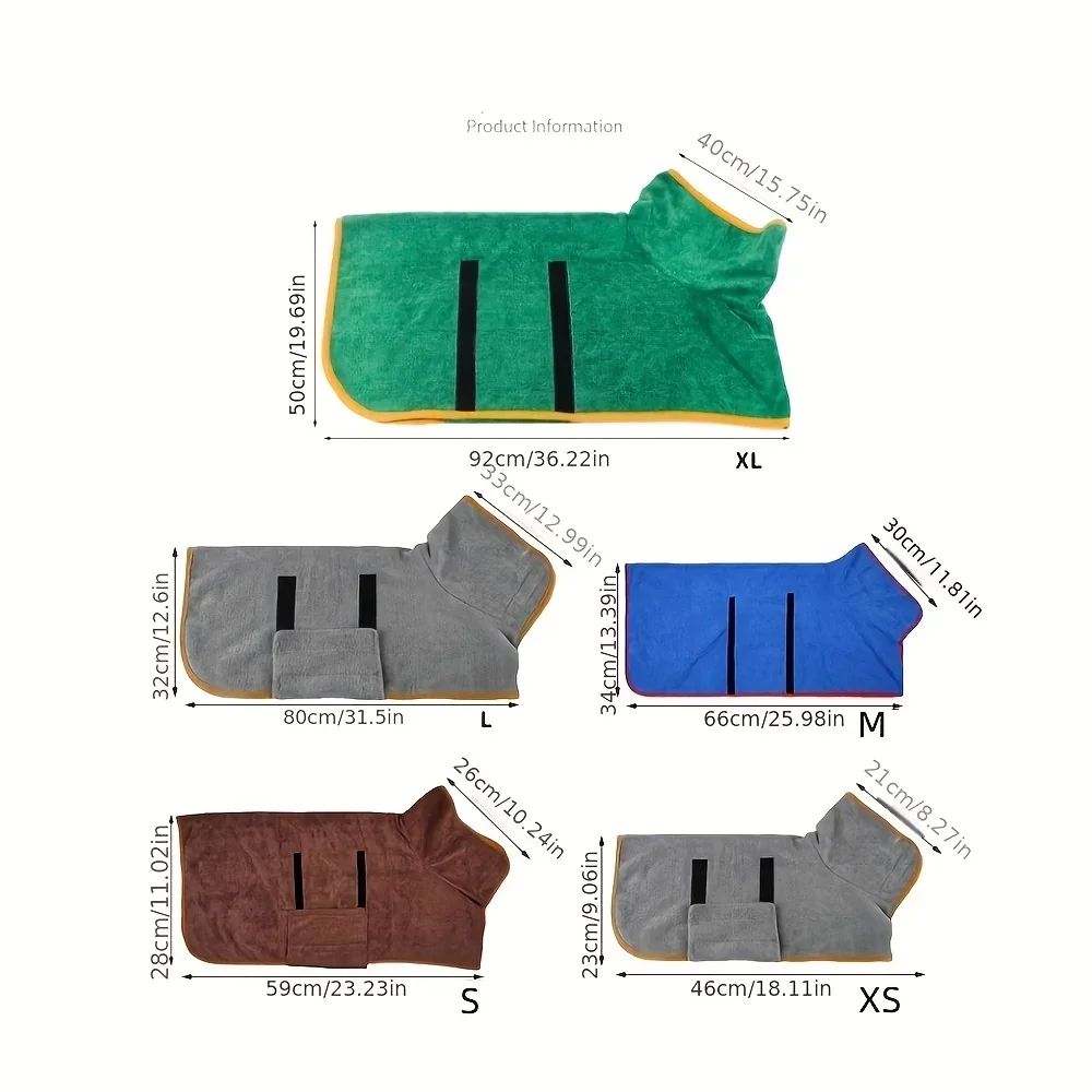 Absorbent Dog Bathrobe Quick Drying Pet Bath Towel Full Body Wrap For Dogs And Cats 1