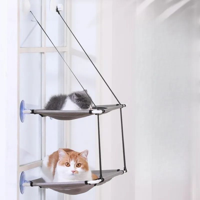 Cat Hammock Window Bed Hanging Sunny Seat With Strong Suction Cups Double Decker Design 2