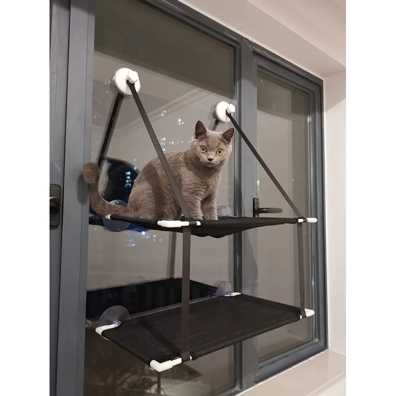 Cat Hammock Window Bed Hanging Sunny Seat With Strong Suction Cups Double Decker Design 16