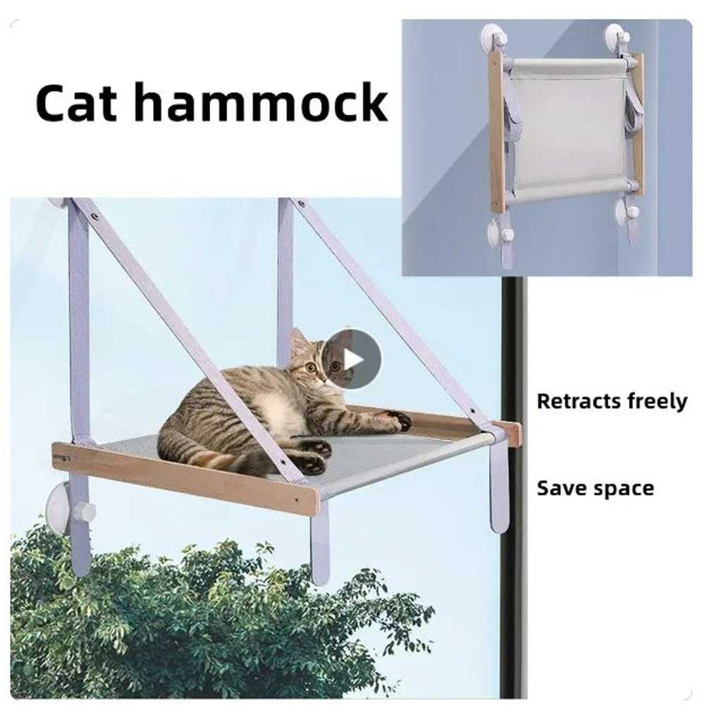 Cat Hammock Window Bed Hanging Sunny Seat With Strong Suction Cups Double Decker Design 7
