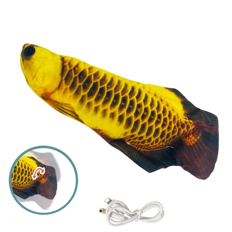 Interactive Floppy Fish Cat Toy USB Rechargeable Realistic Moving Pet Toy 14
