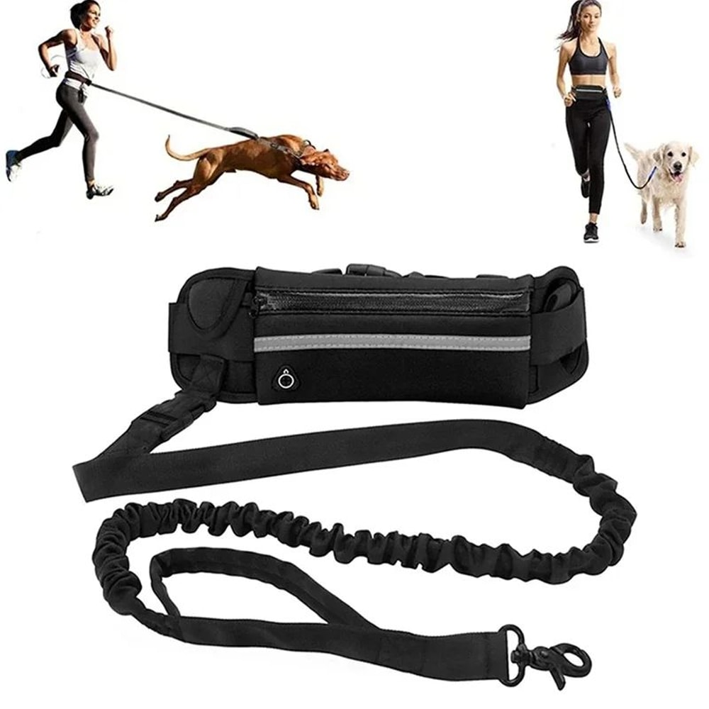 Hands Free Dog Leash For Running And Walking With Reflective Waist Bag And Elastic Belt 0