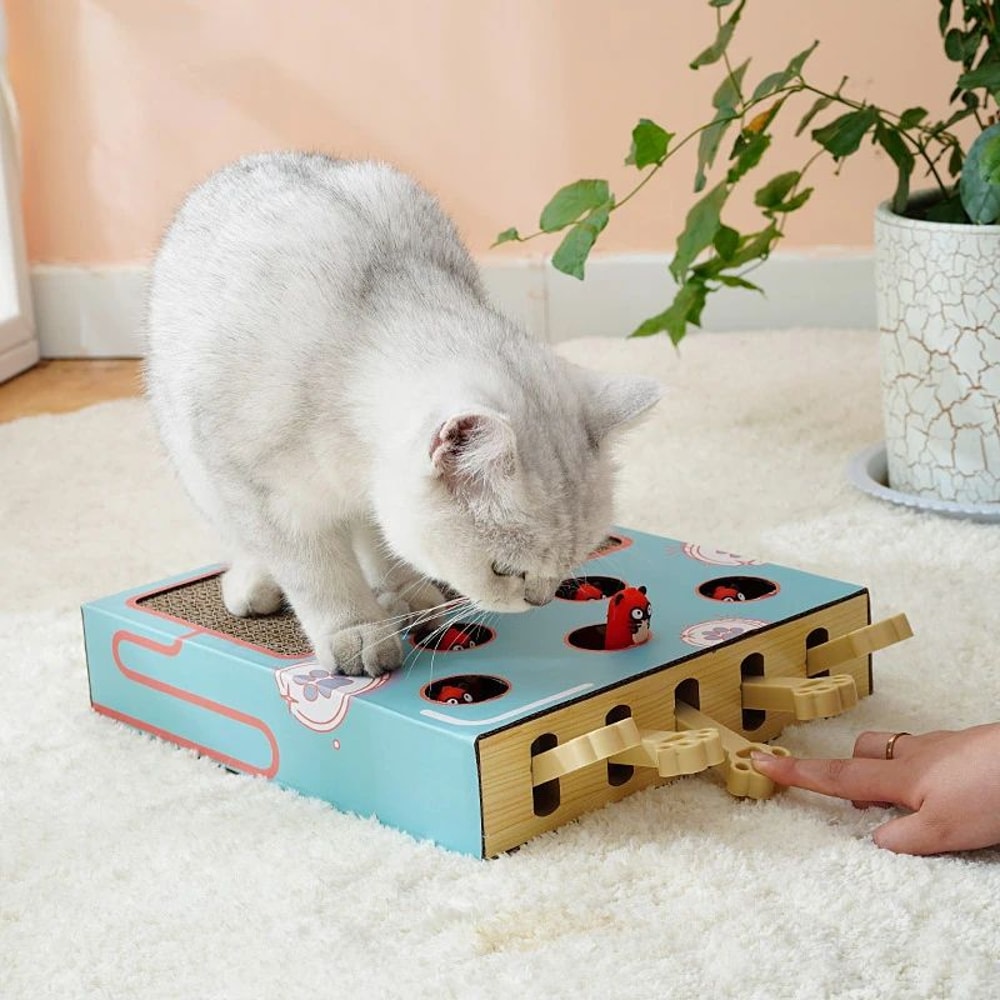 Whack A Mole Cat Toy Interactive Scratching Board And Claw Grinding Play Box 2