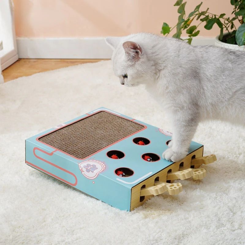 Whack A Mole Cat Toy Interactive Scratching Board And Claw Grinding Play Box 3