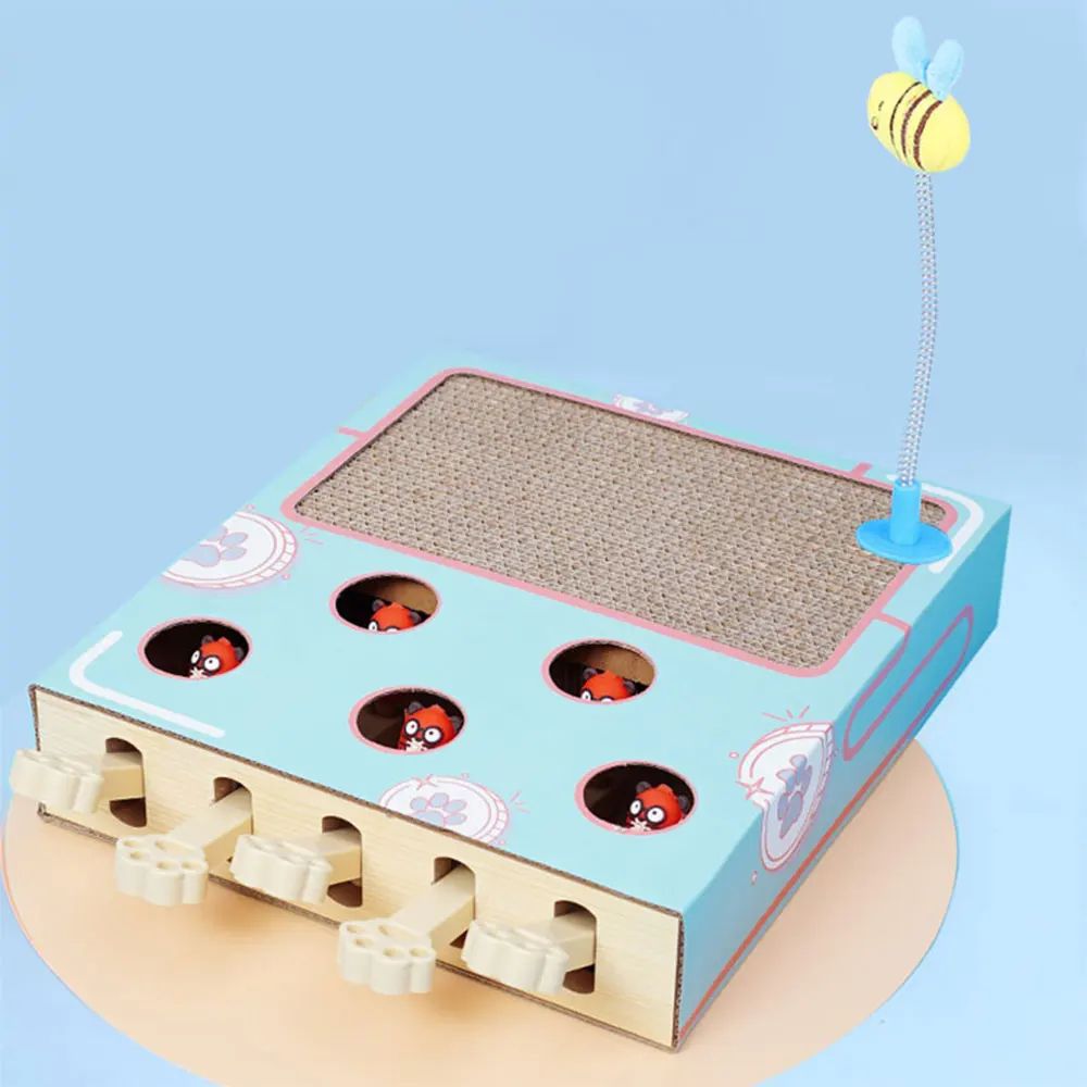 Whack A Mole Cat Toy Interactive Scratching Board And Claw Grinding Play Box 6