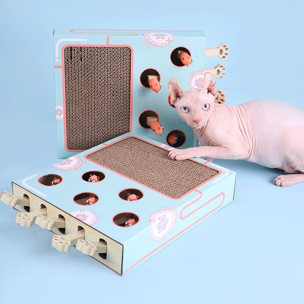 Whack A Mole Cat Toy Interactive Scratching Board And Claw Grinding Play Box 8