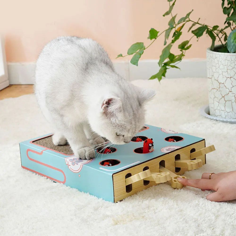 Whack A Mole Cat Toy Interactive Scratching Board And Claw Grinding Play Box 10