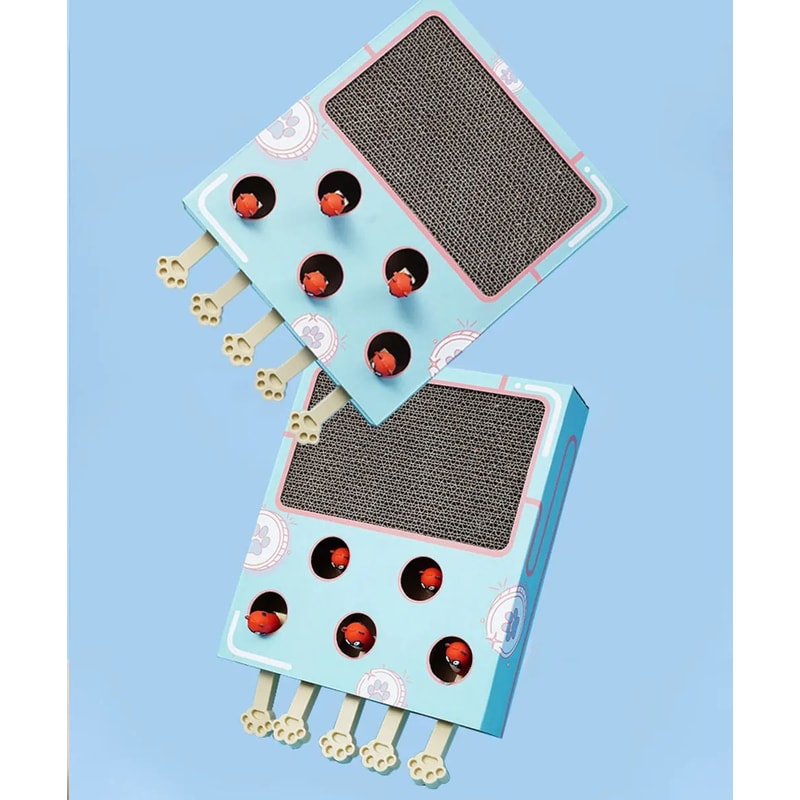 Whack A Mole Cat Toy Interactive Scratching Board And Claw Grinding Play Box 12