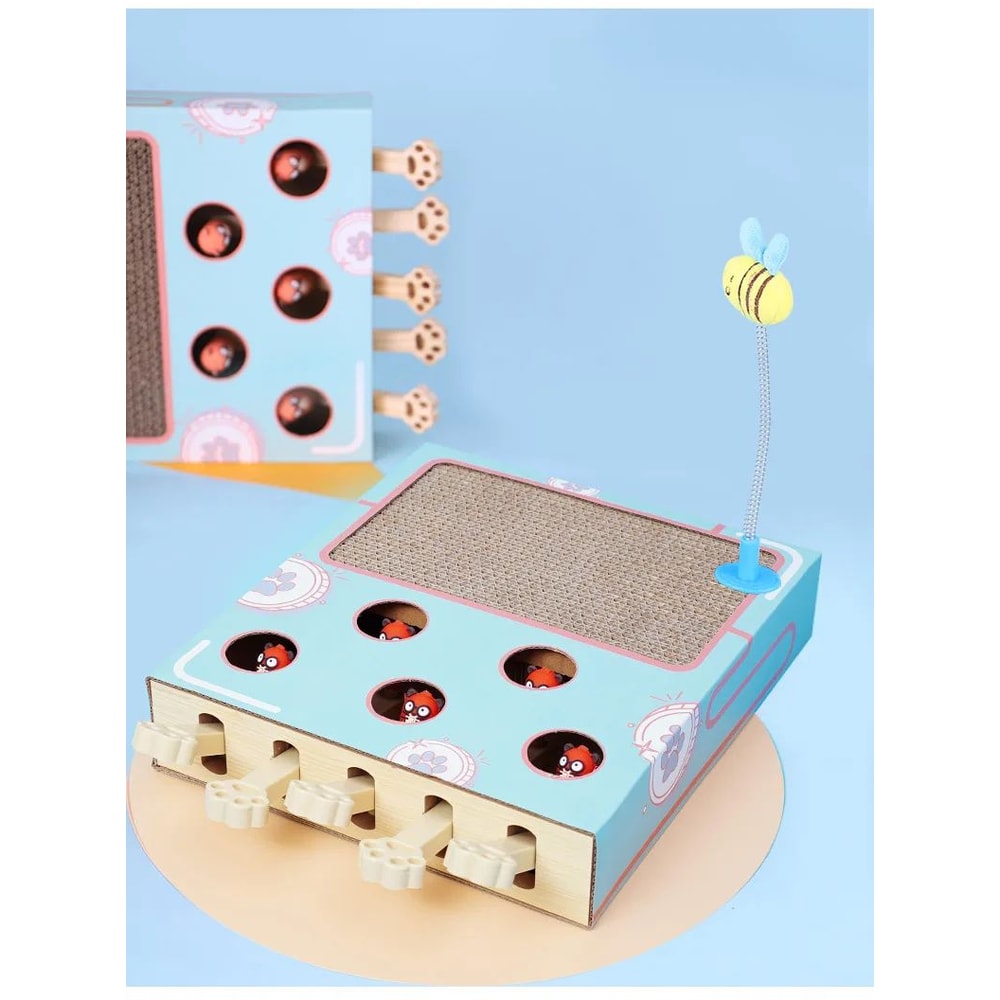 Whack A Mole Cat Toy Interactive Scratching Board And Claw Grinding Play Box 13