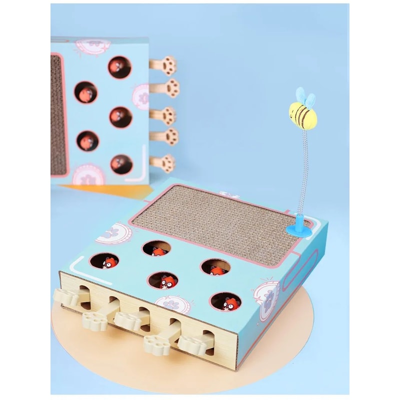 Whack A Mole Cat Toy Interactive Scratching Board And Claw Grinding Play Box 13