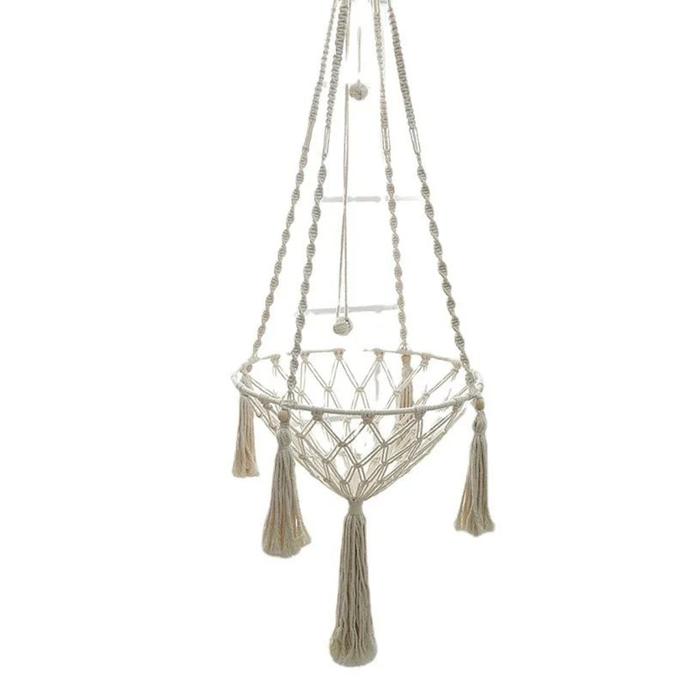 Hand Woven Cotton Rope Cat Hammock Hanging Pet Swing Basket For Indoor Use 13